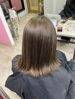 アジールヘア 所沢プロペ通り店(agir hair)&nbsp;ミルクティーベージュこなれミディ前髪イメチェンブリーチ所沢
