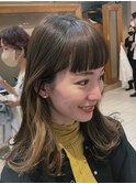 前髪パッツンインナーカラー