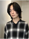 =メンズボブ/ダークアッシュ/ニュアンスパーマ／メンズウルフ