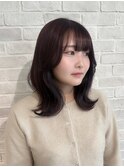 深めボルドーカラー/くびれ巻き