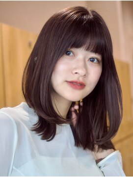 ガーデンヨコハマエスト(GARDEN YOKOHAMA est) ミディアムレイヤー 美髪 くびれヘア ワイドバング 顔周りカット