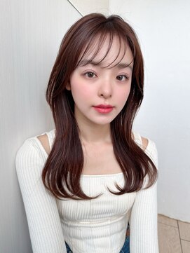アフロート ディル(AFLOAT D'L) 面長シースルーぱっつん前髪小顔レイヤーグレージュ20代30代