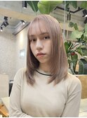 ベージュカラーミルクティーベージュブリーチありボブくびれヘア