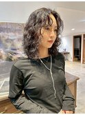 小顔パーマ◎くびれミディアム×レイヤーカットパーマ