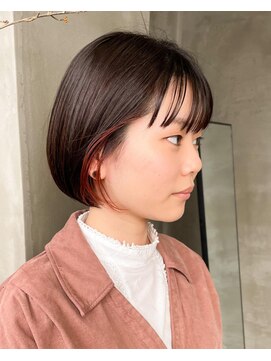 テトヘアー(teto hair) インナーカラー暖色デザインカラーボブフェイスフレーミング