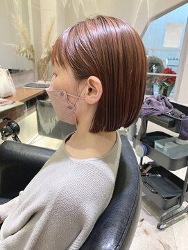 シェル 国分寺(shell) ぱつっとボブ☆春カラーピンクグレージュ