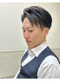 王道ツーブロックビジネススタイル/七三セット/束感フェード