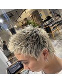 スパイキーショートツイストスパイラルパーマハイトーンショート