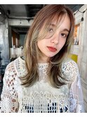 【阿形】レイヤーカット×毛先ブリーチのデザインカラー