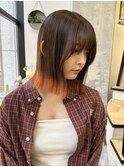 ぱっつんボブ 毛先カラー 韓国 髪質改善 仙台