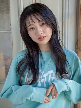 ポイントファイブバイソレイユ 小松店.5 by SOLEIL) ロングシースルーぱっつん顔まわりレイヤーグレージュ