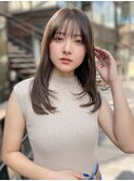 小顔 前髪 レイヤーカット くびれヘア ハイライトカラー"