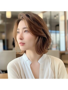 モンド ヘアクリエーション 和田店(monde hair creation) 【monde】くびれボブ×カーテンバング×アイスベージュ