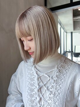 アルバム 池袋(ALBUM) ボブ前髪カットハイトーンホワイトベージュ_ba542262