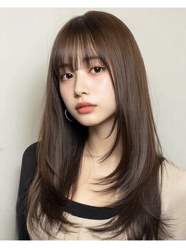 オンク 新宿(onk) 黒髪/グレーベージュ/レイヤーロング/前髪パーマ[新宿駅]