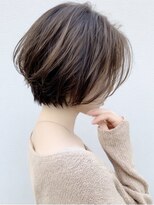 Ruufus恵比寿南/白髪ぼかしハイライト/ショートボブ/髪質改善 【40代50代60代】丸みショートボブ/前髪なし/白髪ぼかし