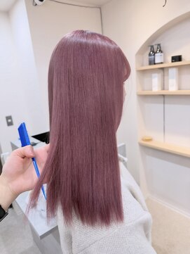 ユウル 横浜(juhl.) ミルクティーピンクベージュブリーチダブルカラーコーラルピンク