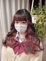 モモ(momo) 人気インナーカラー/イヤリングカラーチェリーピンク/姫カット