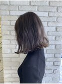 究極の透け感グレージュカラー＊切りっぱなしセミディ