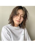 クセ毛風パーマ×ミディアム