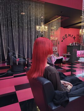 リミックス(REMIX by Love hair KING OF PRINCESS HAIR&EXTENTION) 原色派手髪 カラーバター レッド