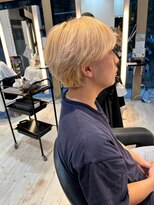 インク サカエ(inq sakae) メンズウルフホワイトミルクティーベージュダブルカラー髪質改善