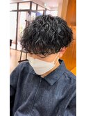 波巻きスパイラルパーママッシュツーブロックメンズパーマ