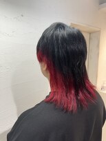アジールヘア 池袋東口店(agir hair)&nbsp;20代30代メンズウルフインナーレッドカラー丸み乾かすだけ池袋