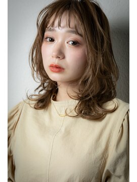 カバーヘア イヴ 戸頭店(COVER HAIR EVE) カーキベージュレイヤーカットくびれセミディw戸頭20代30代40代