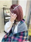 レッドブラウン/レッドカラー/ショートヘア/ショートボブ