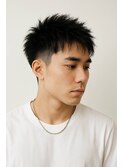 ツーブロックショート刈り上げ黒髪短髪ニュアンスパーマ　ｓｋ6