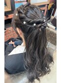 編み込みハーフアップ