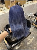 ケアブリーチラベンダーブルーカラー顔まわりレイヤーカット韓国