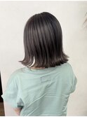 バレイヤージュケアブリーチダブルカラー切りっぱなしボブ外ハネ