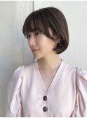 韓国風前髪ボブ/イメチェン/ブリーチなしアッシュベージュ