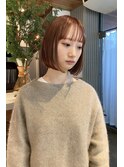 ピンクベージュ×ボブ