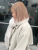 ランテルディ 渋谷(LANTERDIT)&nbsp;ミルクティーベージュ　ハイトーン　切りっぱなしボブ