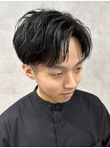 メンズ刈り上げマッシュカジュアル七三アップバング