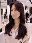 韓国艶カシスカラーレイヤーカット顔周りカット