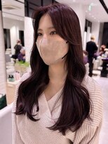 韓国艶カシスカラーレイヤーカット顔周りカット