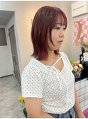暖色カラー×外ハネスタイル