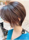 ナチュラルショート前髪ありイメチェン30代40代50代60代ショート