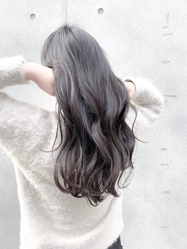 アブソ(Absolute) ロングヘア★ブルーアッシュデザインカラー ダブルカラー
