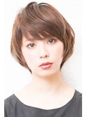 アシメショートエアリーショートグレージュナチュラルボブ