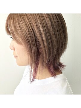 テクライズ 豊橋店(TECHRISE) ショートウルフ×インナー裾ピンク