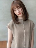 大人かわいい前髪セシルカットココアブラウンフリンジウェーブ