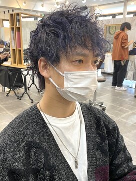 アムレヘアー(amule hair) 【amule hair】ブリーチ毛に波巻きスパイラル/マッシュパーマ