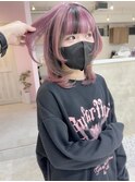 ピンクブラックのデザインカラー(ブリーチ1~2回)
