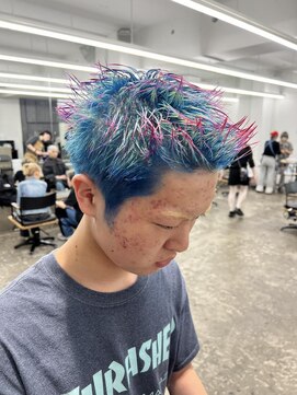 レコ(LECO) ブルーレッドデザインカラー毛先カラーレッド