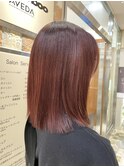 髪質改善トリートメント　赤ブラウン　ミディアム　ボブ　30代